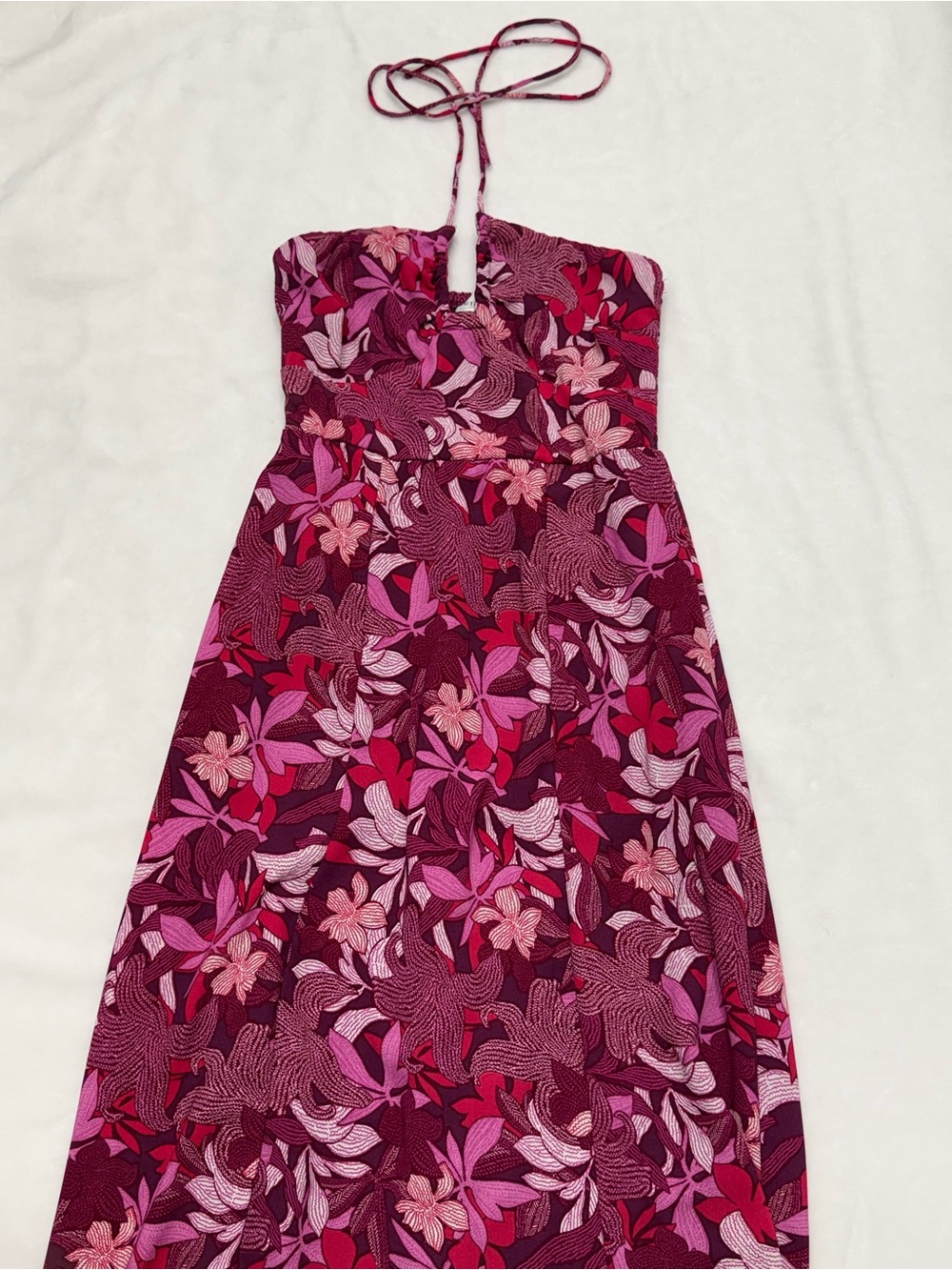 Sincerely Jules Pink Floral Halter Strapless Maxi Dress